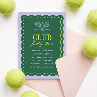 Groen + Paarse Tennisclub Volwassenen Verjaardagsf Kaart