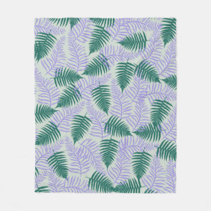 Groen Paarse Tropische Varens Botanische Lente Zom Fleece Deken