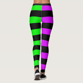 Groen Paarse Zwart Gestreepte Halloween Leggings