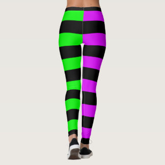 Groen Paarse Zwart Gestreepte Halloween Leggings
