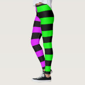 Groen Paarse Zwart Gestreepte Halloween Leggings (Links)