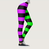 Groen Paarse Zwart Gestreepte Halloween Leggings (Rechts)