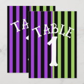 Groen Paarse & Zwart Halloween Stripe Tafelnummer (Voorkant / Achterkant)