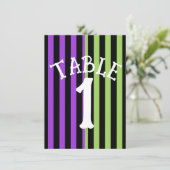 Groen Paarse & Zwart Halloween Stripe Tafelnummer (Staand voorkant)