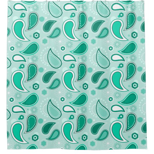 Groen Paisley douchegordijn (Voorkant)