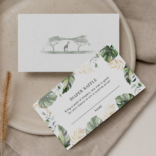 Groen Palm Baby shower Luier Raffle Informatiekaartje