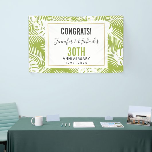 Groen palm laat Oerwoud Patroon Jubileum Spandoek (Beurs)