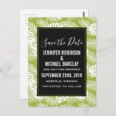 Groen palm laat regenwoudepatroon de Datum sparen Briefkaart (Voorkant / Achterkant)