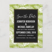 Groen palm laat regenwoudepatroon de Datum sparen Briefkaart (Voorkant)
