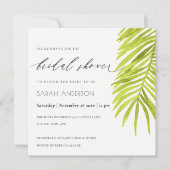 GROEN PALM LEAF WATERVERF FOLIAGE VRIJGEZELLENFEES KAART (Voorkant)