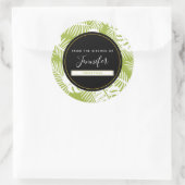 Groen palm Leaves Rainforest Pattern Kitchen Ronde Sticker (Tas)