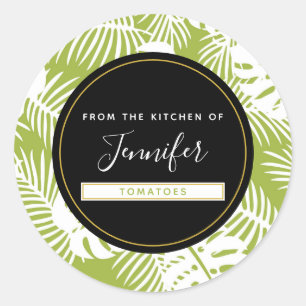 Groen palm Leaves Rainforest Pattern Kitchen Ronde Sticker