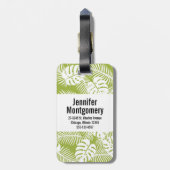 Groen palm leves regenwoud Monogram Bagagelabel (Achterkant verticaal)