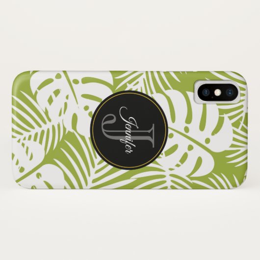 Groen palm leves regenwoud Monogram Case-Mate iPhone Case (Achterkant (horizontaal))