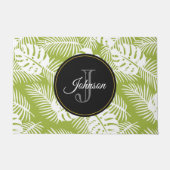 Groen palm leves regenwoud Monogram Deurmat (Voorkant)