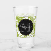 Groen palm leves regenwoud Monogram Glas (Voorkant)