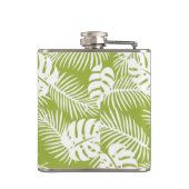 Groen palm leves regenwoud Monogram Heupfles (Achterkant)