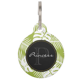 Groen palm leves regenwoud Monogram Huisdierpenning