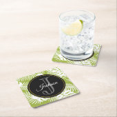 Groen palm leves regenwoud Monogram Kartonnen Onderzetters (Insitu)