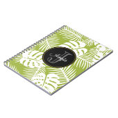 Groen palm leves regenwoud Monogram Notitieboek (Linkerzijde)