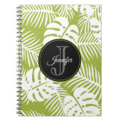 Groen palm leves regenwoud Monogram Notitieboek (Voorkant)