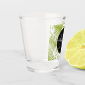 Groen palm leves regenwoud Monogram Shot Glas (Links)