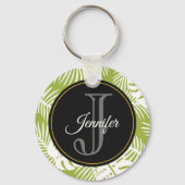 Groen palm leves regenwoud Monogram Sleutelhanger (Voorkant)