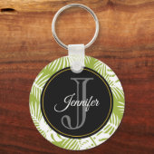 Groen palm leves regenwoud Monogram Sleutelhanger (Voorkant)