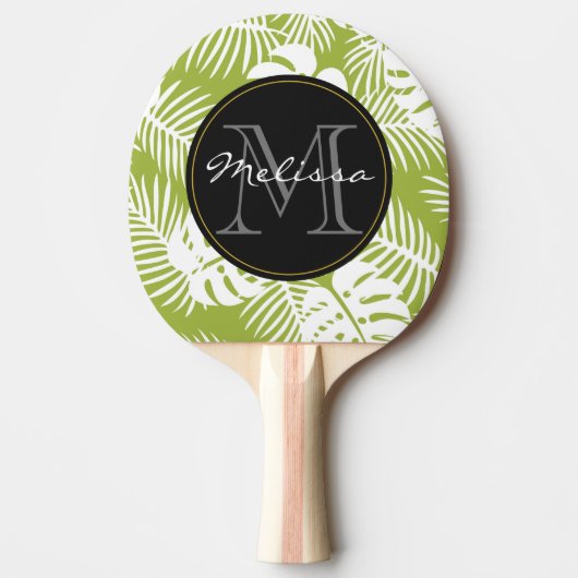Groen palm leves regenwoud Monogram Tafeltennisbatje (Voorkant)