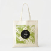 Groen palm leves regenwoud Monogram Tote Bag (Voorkant)