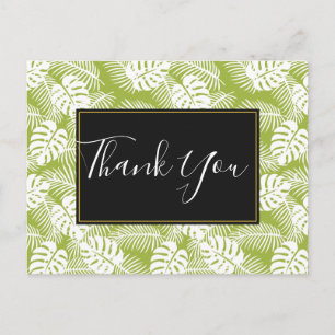 Groen palm leves regenwoud Pattern Dank u Briefkaart