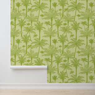 Groen palm Trees Pattern Behang