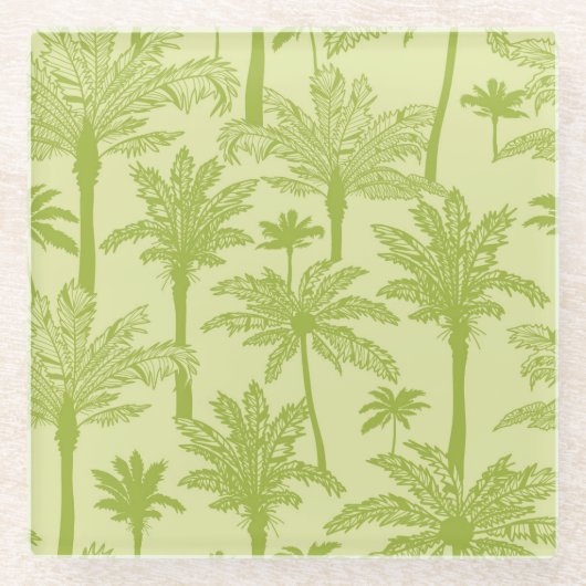 Groen palm Trees Pattern Glazen Onderzetter (Voorkant)