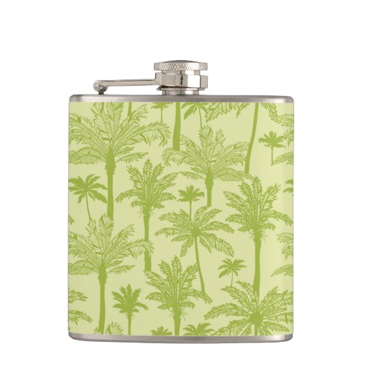 Groen palm Trees Pattern Heupfles (Voorkant)