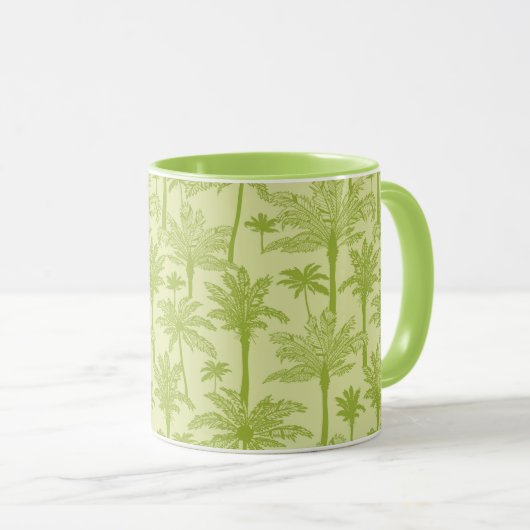 Groen palm Trees Pattern Mok (Voorkant rechts)