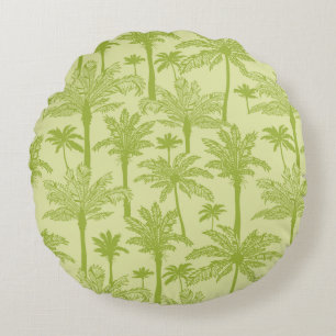 Groen palm Trees Pattern Rond Kussen