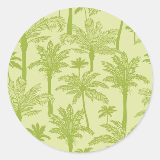 Groen palm Trees Pattern Ronde Sticker (Voorkant)
