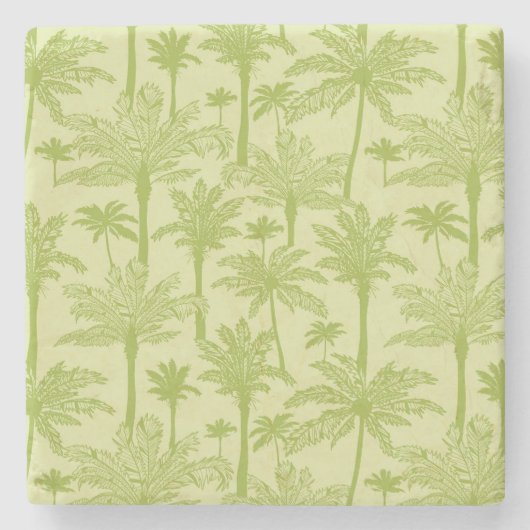 Groen palm Trees Pattern Stenen Onderzetter (Voorkant)