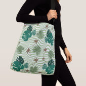Groen palmblad met golfverlichting crossbody tas (Dichtbij)