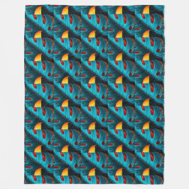 groen palmbladpatroon fleece deken