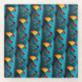 groen palmbladpatroon glazen onderzetter (Voorkant)