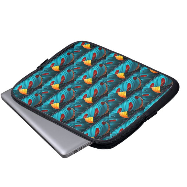 groen palmbladpatroon laptop sleeve (Voorkant onderkant)