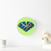 groen palmbladpatroon ronde klok (Huis)