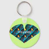 groen palmbladpatroon sleutelhanger (Achterkant)