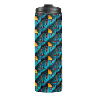 groen palmbladpatroon thermosbeker