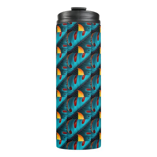 groen palmbladpatroon thermosbeker (Voorkant)
