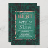 Groen palmboom Blad Zwart Roos Gold Bachelorette Kaart (Voorkant / Achterkant)