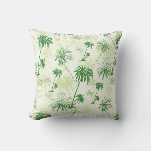 Groen Palmboom Patroon Kussen (Voorkant)