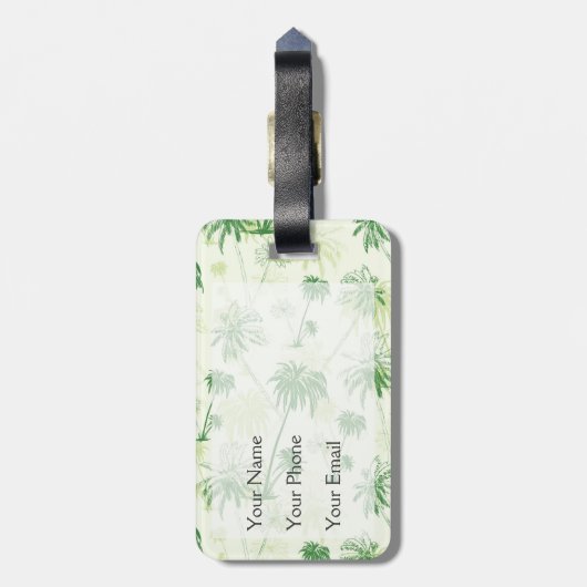 Groen palmstructuurpatroon bagagelabel (Achterkant verticaal)