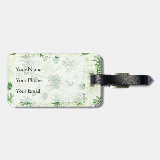 Groen palmstructuurpatroon bagagelabel (Achterkant horizontaal)